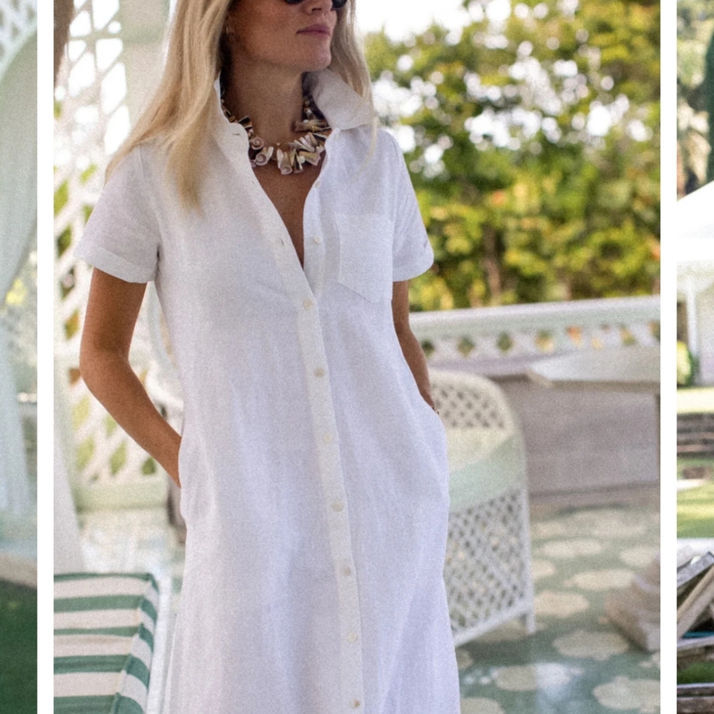 Women's White Button-Front Shirt Dress